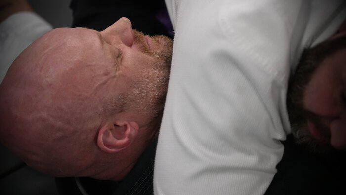 Chad E Foster practicing Brazilian Jiu-Jitsu rolling at BJJ Alliance